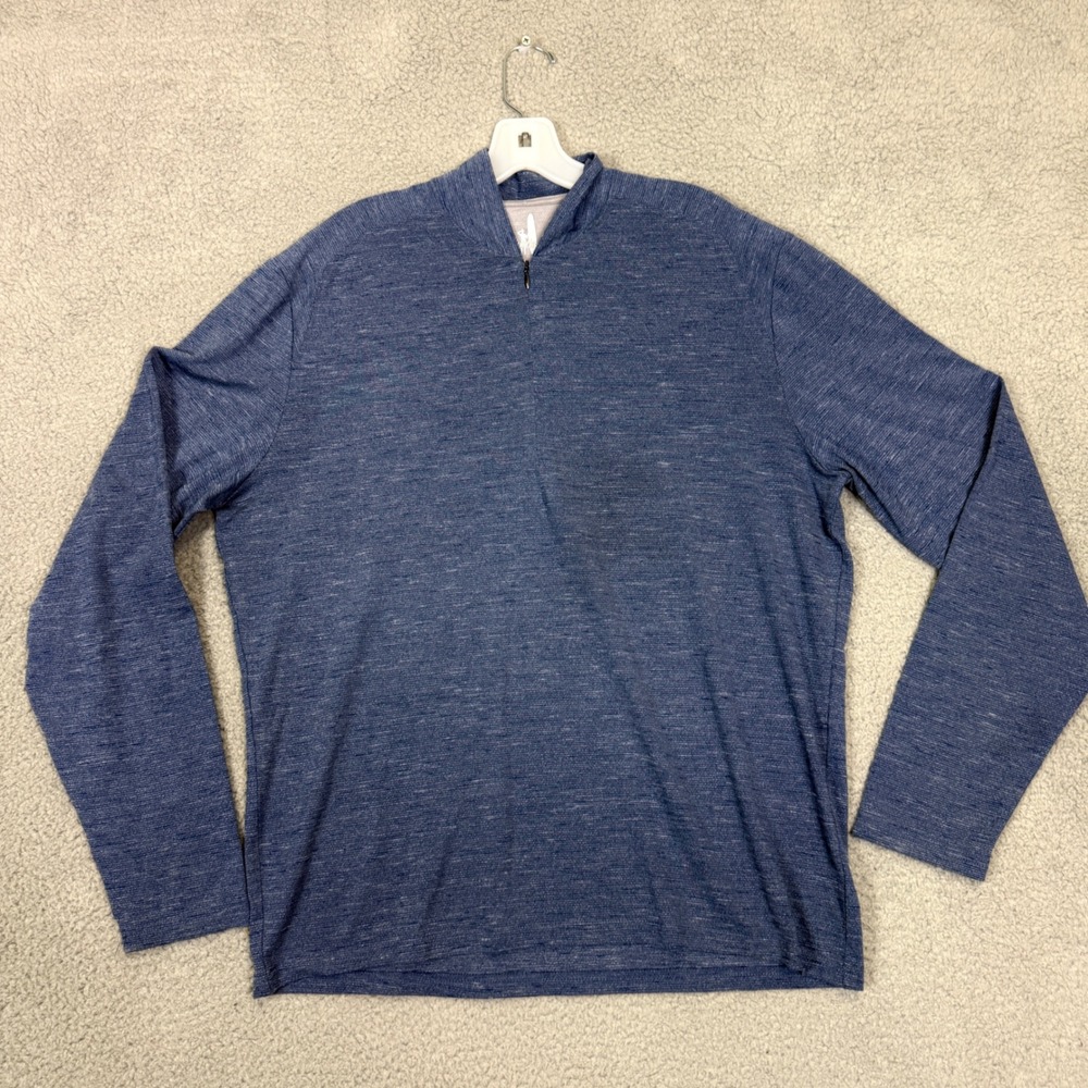 Johnnie-O Mens Medium Blue Heathered Performance Quarter Zip Pullover Sweater